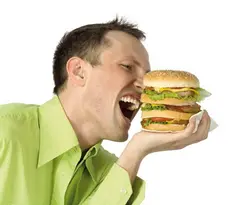 man with a hamburger